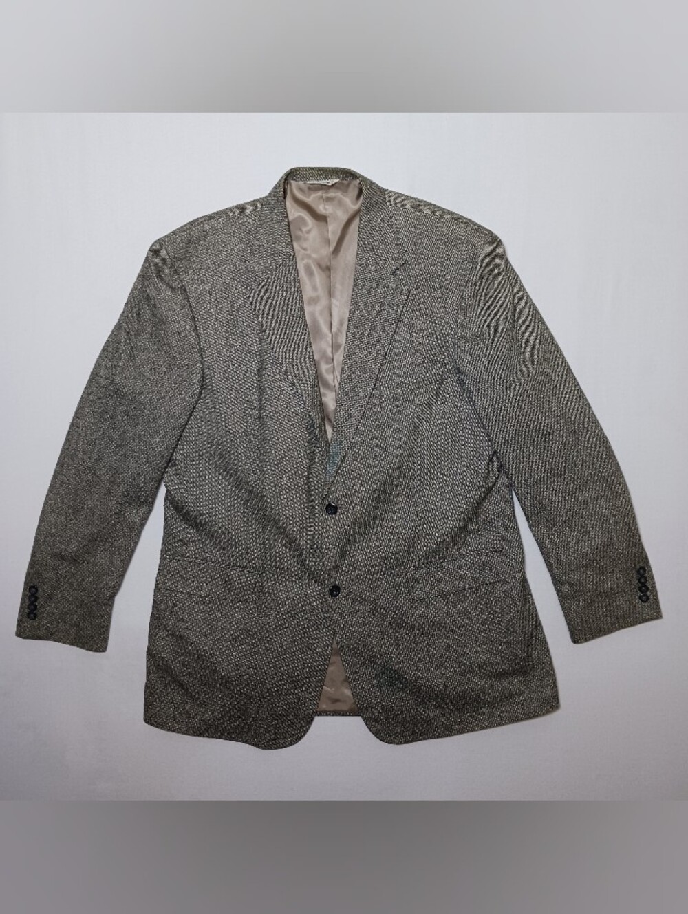 Vintage RBM Collection Mens Silk Sport Coat 46L Tweed Salt Pepper